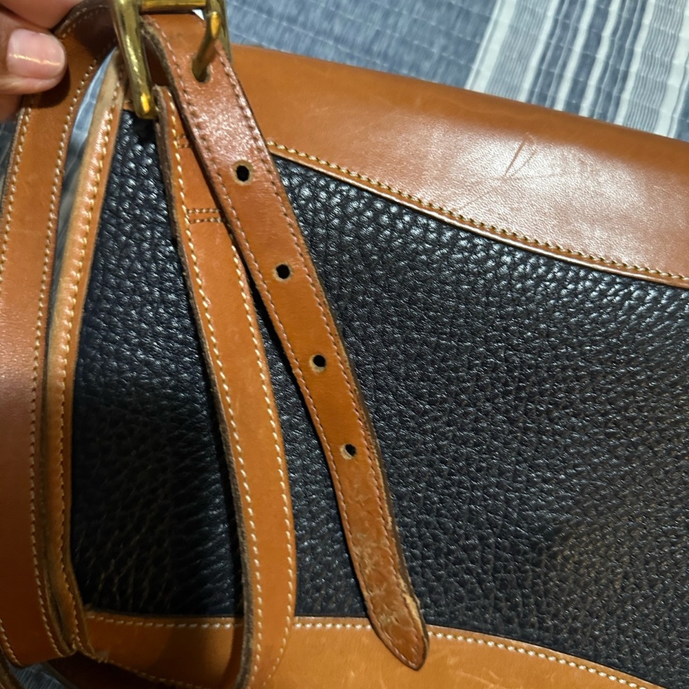 Blue and Tan Leather Crossbody Bag - Picture 9 of 10